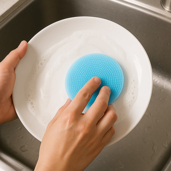 Multipurpose Sky Blue Silicone Dishwashing Sponge