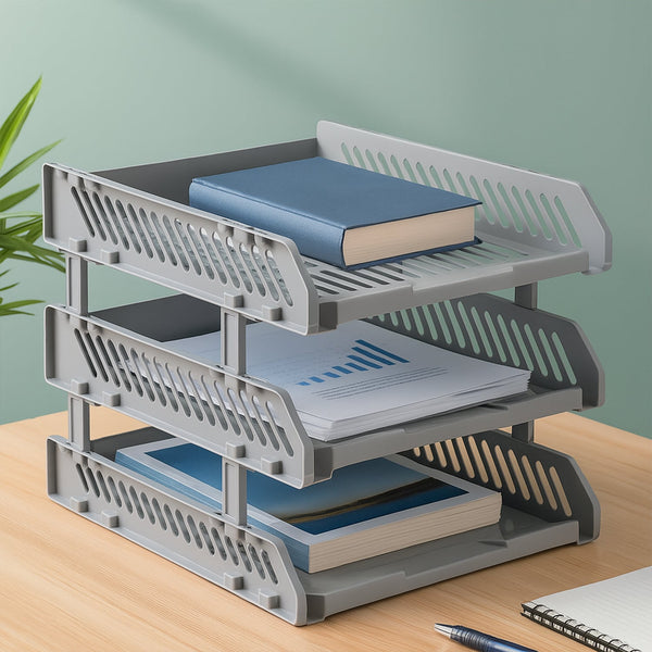 Multifunctional File Rack with Drawers: Desktop Storage for Office Supplies (4/3 Layers)
